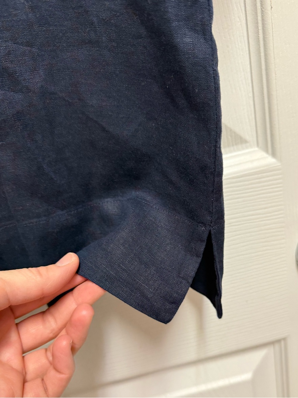 Quince Navy Button Down Linen Top - Picture 6 of 11